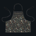 Tablier Aquarelle botanique floral moody noir moderne apr<br><div class="desc">Aquarelle botanique floral moody noir moderne cadeau d'tablier personnalisé. Classe élégante sur le design tendance.</div>