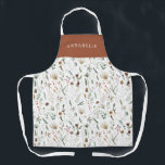 Tablier Aquarelle botanique floral moody terracotta chic<br><div class="desc">Aquarelle florale moody noir,  rouille,  terracotta moderne et personnalisée tablier cadeau. Classe élégante sur le design tendance.</div>