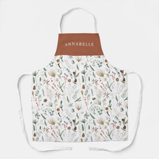 Tablier Aquarelle botanique floral moody terracotta chic (Recto)