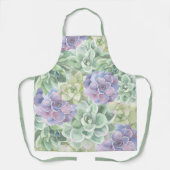 Tablier Aquarelle botanique vert pourpre Succulents (Recto)