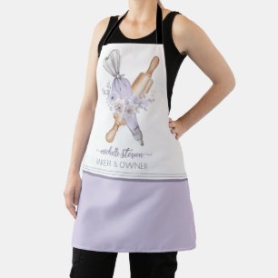 Tablier Aquarelle Boulangerie violet Outil Floral