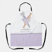 Tablier Aquarelle Boulangerie violet Outil Floral (Recto)