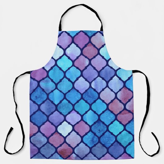 Tablier Aquarelle carreaux arabes géométriques Abstraits (Recto)