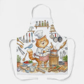 Tablier aquarelle Chat Chef Drôle (Recto)