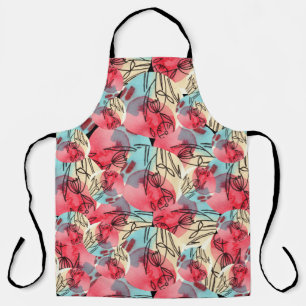 Tablier Aquarelle chaude froide Florale géométrique