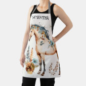 Tablier Aquarelle cheval boho pays fleuri nom de la chute (Insitu)