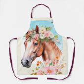 Tablier Aquarelle Cheval et Fleurs Art (Recto)