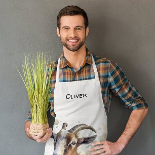 Tablier Aquarelle Chèvre de ferme, sur mesure