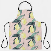 Tablier Aquarelle Citrons et Feuilles Motif jaune sans cou (Recto)