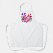 Tablier Aquarelle Coeur rose XOXO Fleurs sauvages Valentin (Recto)