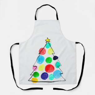 Tablier Aquarelle colorée du sapin de Noël
