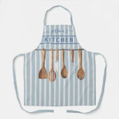 Tablier Aquarelle Cuisine Monogramme Ustensiles Moderne Bl (Recto)