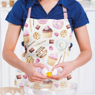 Tablier Aquarelle Cupcake Donut Doux Motif de fille savour