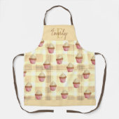Tablier Aquarelle Cupcake Jaune Plaid Monogramme Baker (Recto)