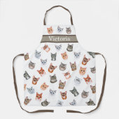 Tablier Aquarelle Cute Personnalisée Chat Simple Moderne (Recto)