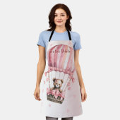 Tablier Aquarelle Cute Rose Teddy Bear Hot Air Balloon (Porté)