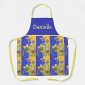 Tablier Aquarelle Daffodil Fleur Jaune Bleu Floral (Recto)