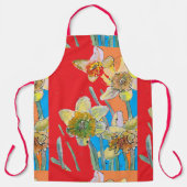 Tablier Aquarelle Daffodiolée Rouge Jaune Fleur floral Apr (Recto)