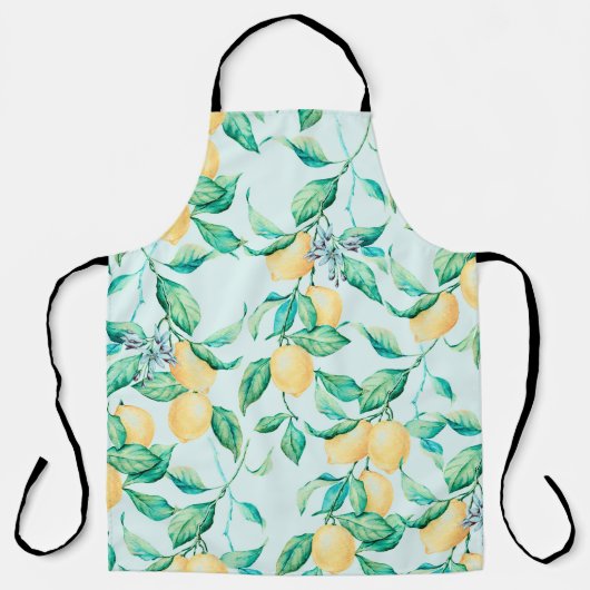 Tablier Aquarelle de citron bleu motif (Recto)