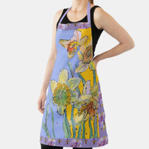 Tablier Aquarelle de Daffodil Apron floral coloré