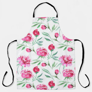 Tablier Aquarelle de fleur de pivoine rose transparente mo