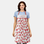 Tablier Aquarelle de fraise personnalisée (Porté)
