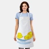 Tablier Aquarelle de fruit jaune citron (Porté)
