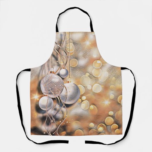 Tablier Aquarelle de Noël doré en argent (Recto)