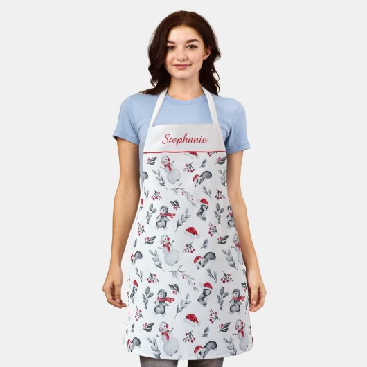 Tablier Aquarelle de Noël personnalisée Festivale (Porté)
