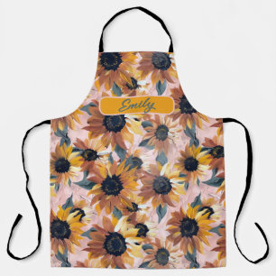 Tablier Aquarelle de tournesol personnalisée - Desi floral