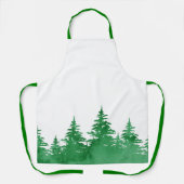Tablier Aquarelle d'émeraude Arbres À feuillage persistant (Recto)