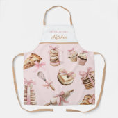 Tablier Aquarelle Desserts Pink Bow Recette (Recto)