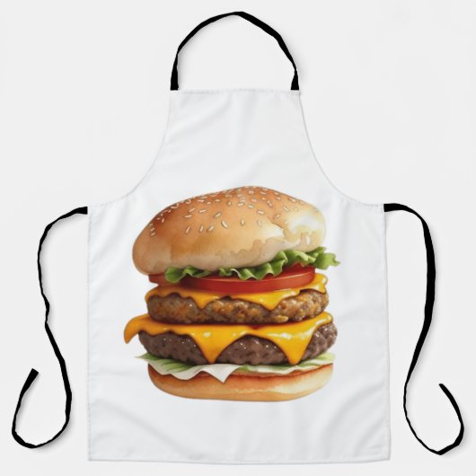 Tablier Aquarelle Dessin de Yummy Cheeseburger (Recto)