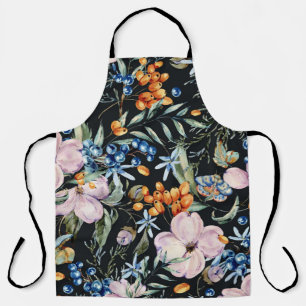 Tablier Aquarelle douce : Baies florales roses