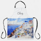 Tablier Aquarelle du chef Santorini (Recto)