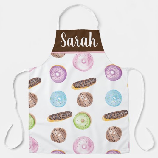 Tablier Aquarelle Eclair Donuts Fun Whimiscal Sweet (Recto)