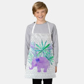 Tablier Aquarelle Elephant Jungle Feuilles tropicaux (Porté)