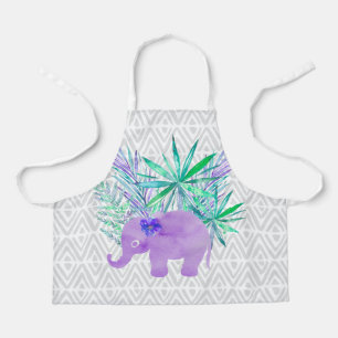 Tablier Aquarelle Elephant Jungle Feuilles tropicaux