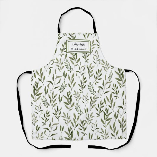 Tablier Aquarelle Eucalyptus Motif Feuille (Recto)