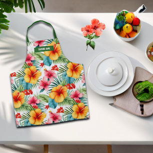 Tablier Aquarelle exotique personnalisée Floral hawaïen ha