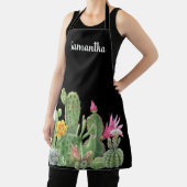 Tablier Aquarelle Fleur Cactus Succulent Monogramme (Insitu)