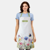 Tablier Aquarelle fleur sauvage Bordure série II Nom hébre (Porté)