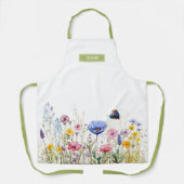 Tablier Aquarelle fleur sauvage Bordure série II Nom hébre (Recto)