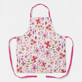 Tablier Aquarelle Fleur Sauvage Botanique Rose Rouge Blanc (Recto)