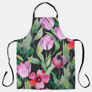 Tablier Aquarelle fleurie, belle motif sans couture.