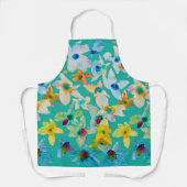 Tablier Aquarelle fleurs bleues blanches (Recto)