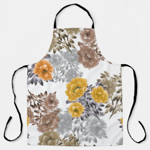 Tablier Aquarelle florale de pivoine Arrière - plan blanc