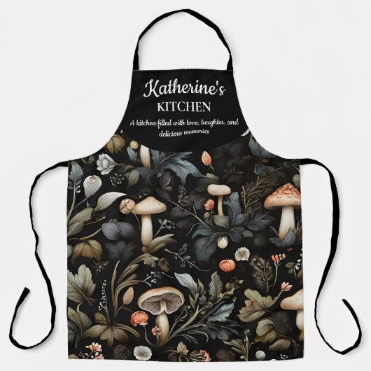 Tablier Aquarelle Forêt Verdure Champignons Automne (Recto)