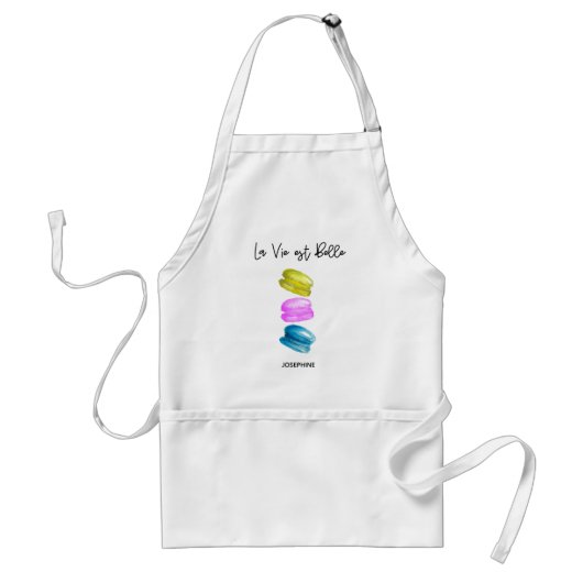 Tablier Aquarelle française personnalisée Macaron Baker (Devant)