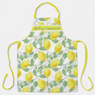 Tablier Aquarelle Fruit au citron Feuille Motif Monogramme